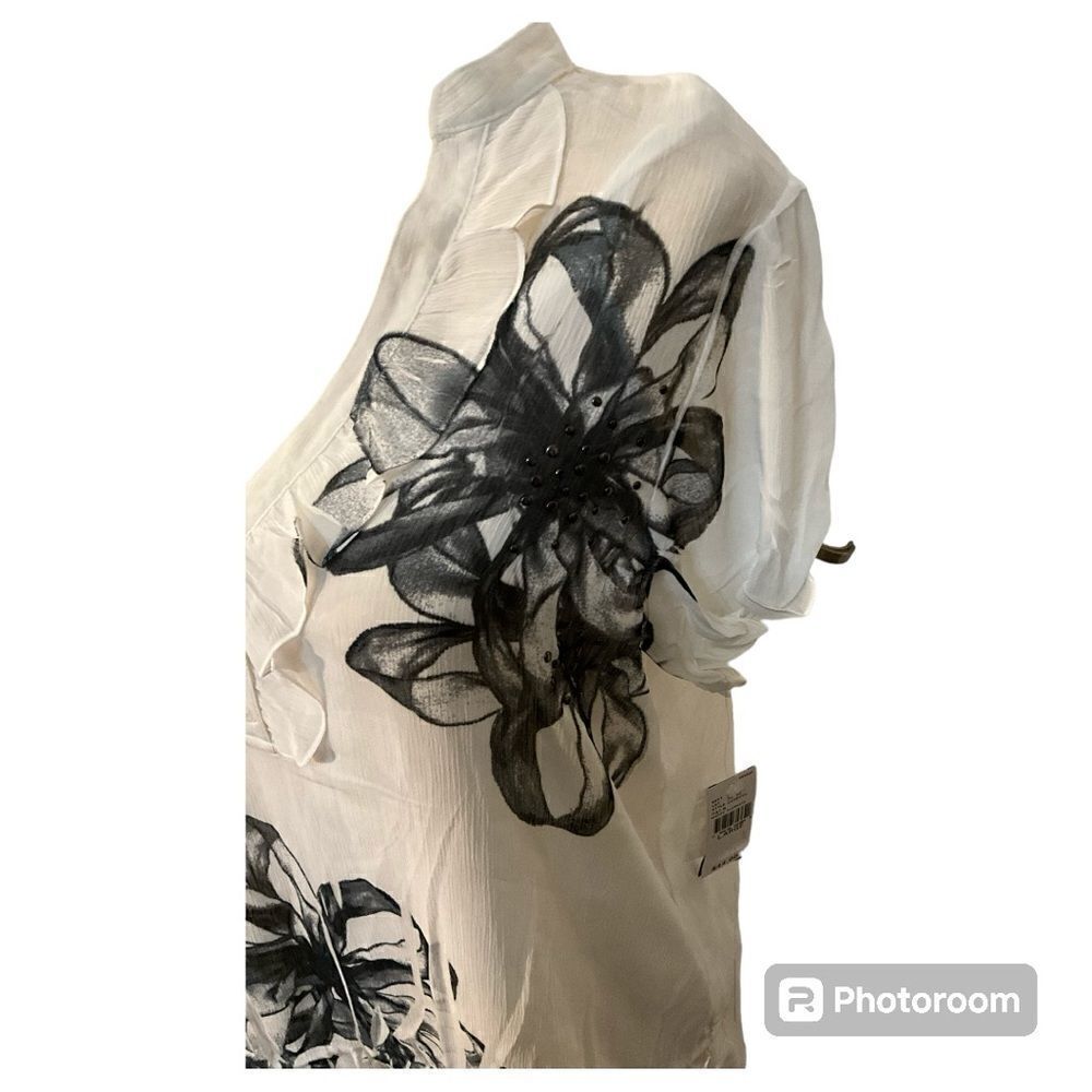 Ab Studio Sheer White Blouse. Nwt Large — image 3 of 4